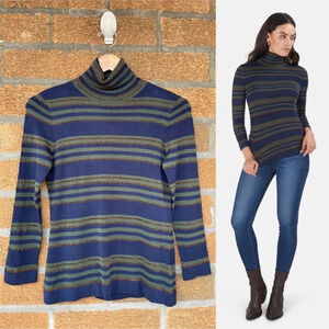 L'AGENCE Olive Bronze Stripe Harlee
Turtleneck Sweater XS